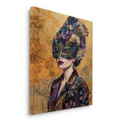 Bohemian Woman in Jeweled Mask - Canvas