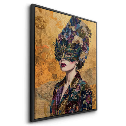 Bohemian Woman in Jeweled Mask - Canvas