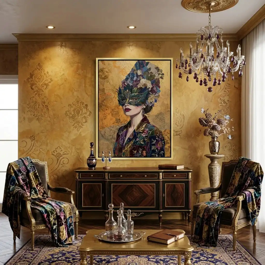 2Bohemian Woman in Jeweled Mask - Canvas