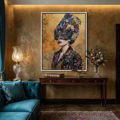 Bohemian Woman in Jeweled Mask - Canvas