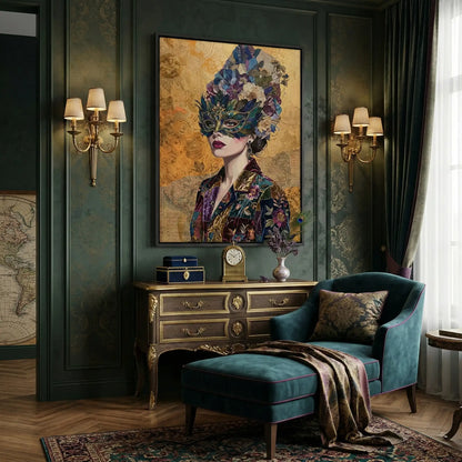 Bohemian Woman in Jeweled Mask - Canvas