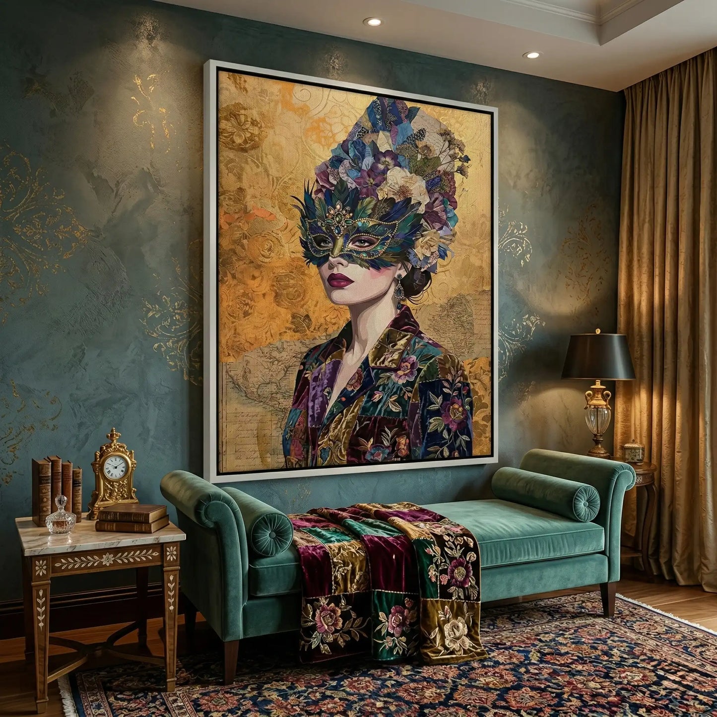 2Bohemian Woman in Jeweled Mask - Canvas