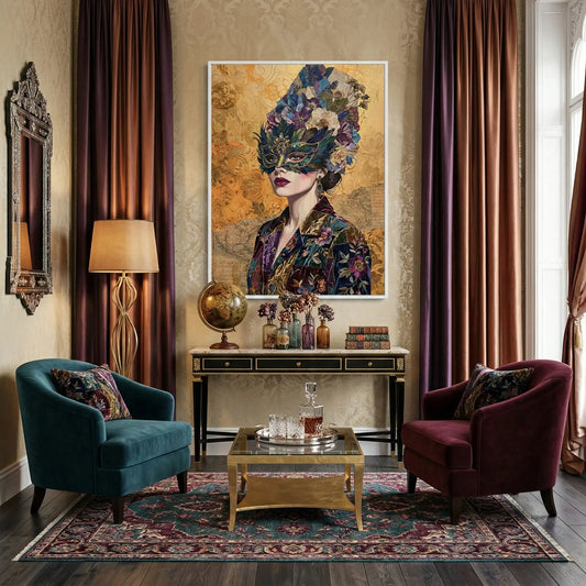 Bohemian Woman in Jeweled Mask - Fine Art