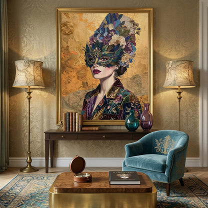 Bohemian Woman in Jeweled Mask - Fine Art