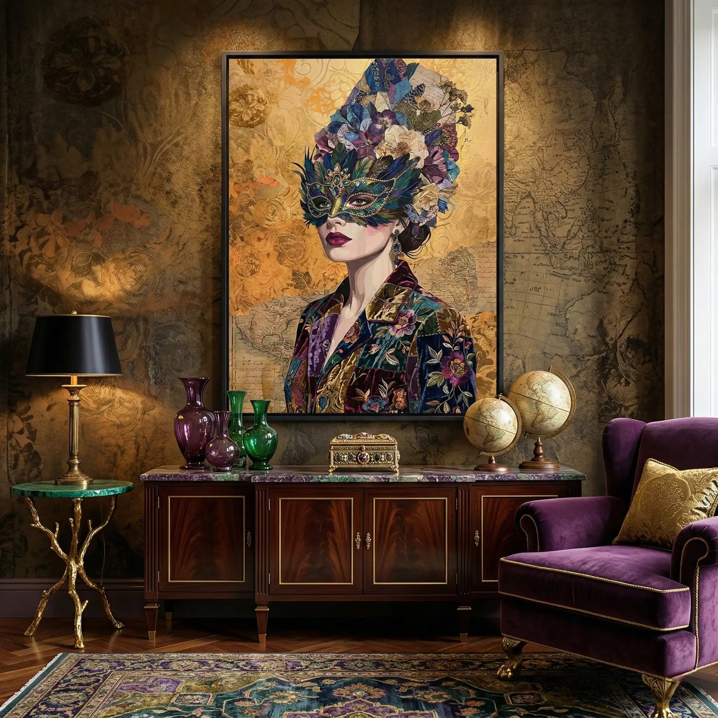 2Bohemian Woman in Jeweled Mask - Fine Art