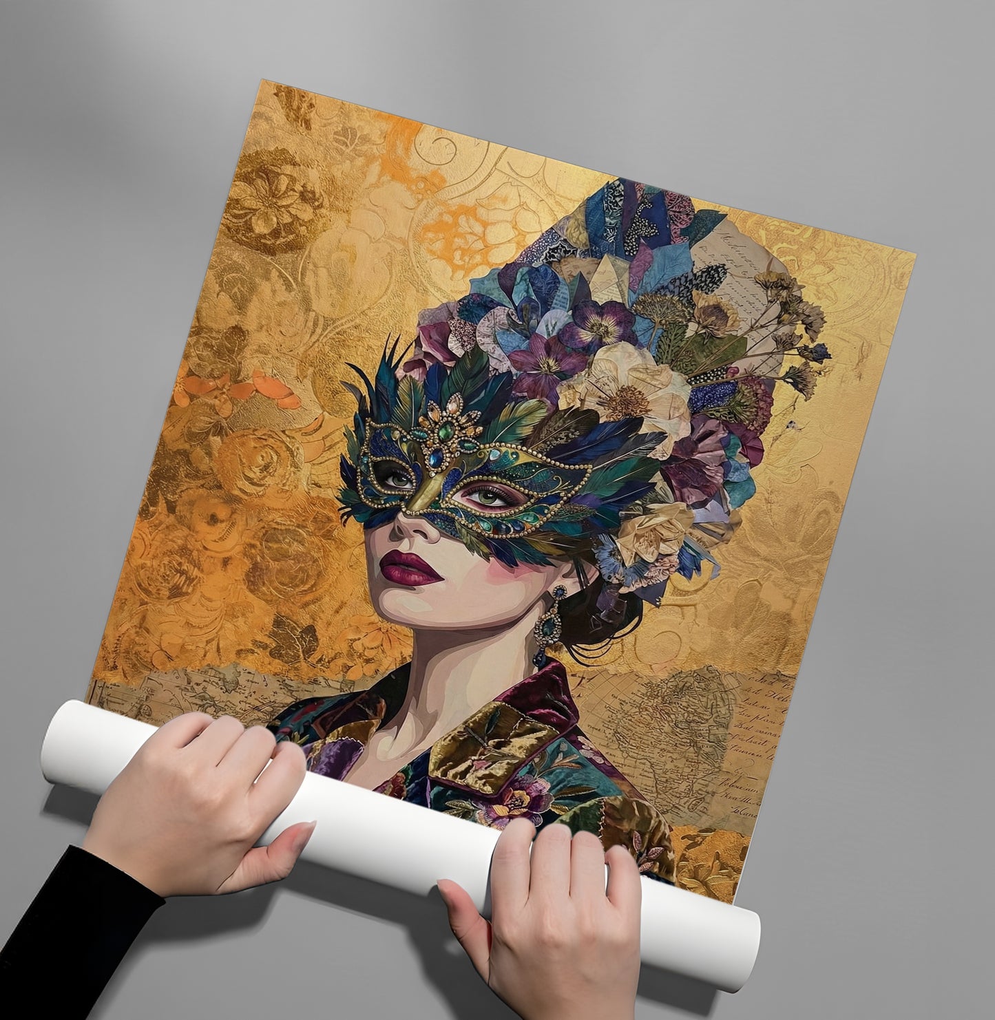 2Bohemian Woman in Jeweled Mask - Poster