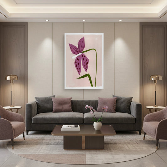 Boho Abstract Purple Flower - Canvas