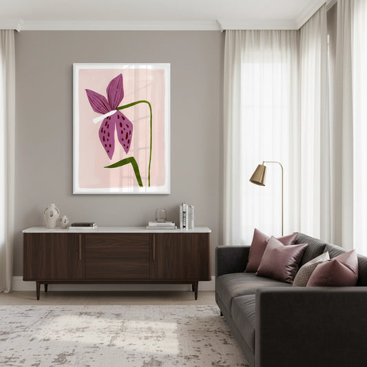 Boho Abstract Purple Flower - Fine Art