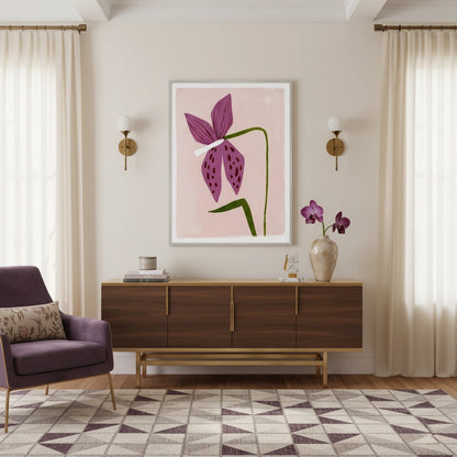 Boho Abstract Purple Flower - Fine Art