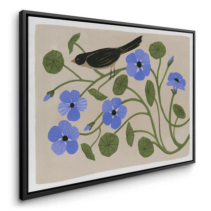 Boho Bird and Blue Flower  - Canvas