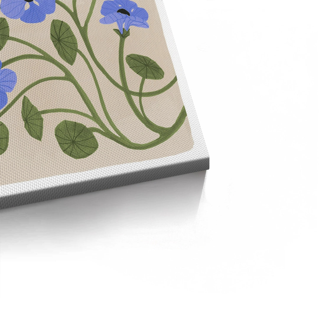Boho Bird and Blue Flower  - Canvas - Jasmineart.ae