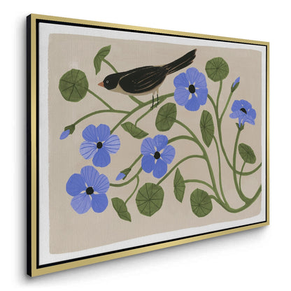 Boho Bird and Blue Flower  - Canvas