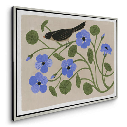 Boho Bird and Blue Flower  - Canvas