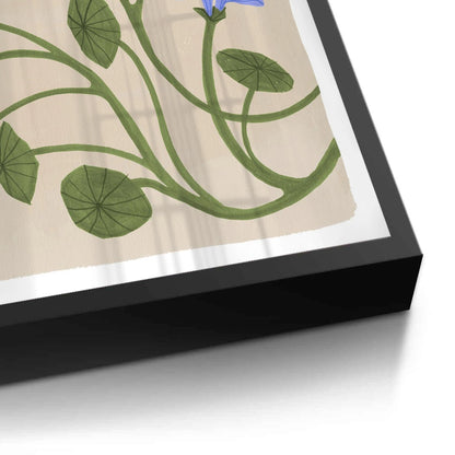 Boho Bird and Blue Flower - Fine Art