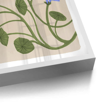 Boho Bird and Blue Flower - Fine Art