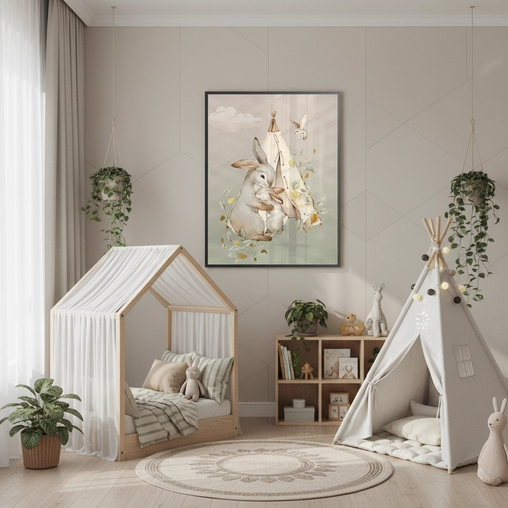 Boho Bunny Love - Fine Art - Jasmineart.ae