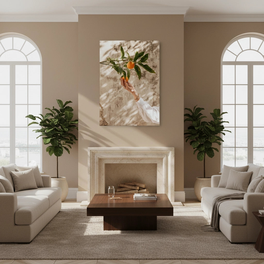 Boho Citrus Branch - Canvas - Jasmineart.ae