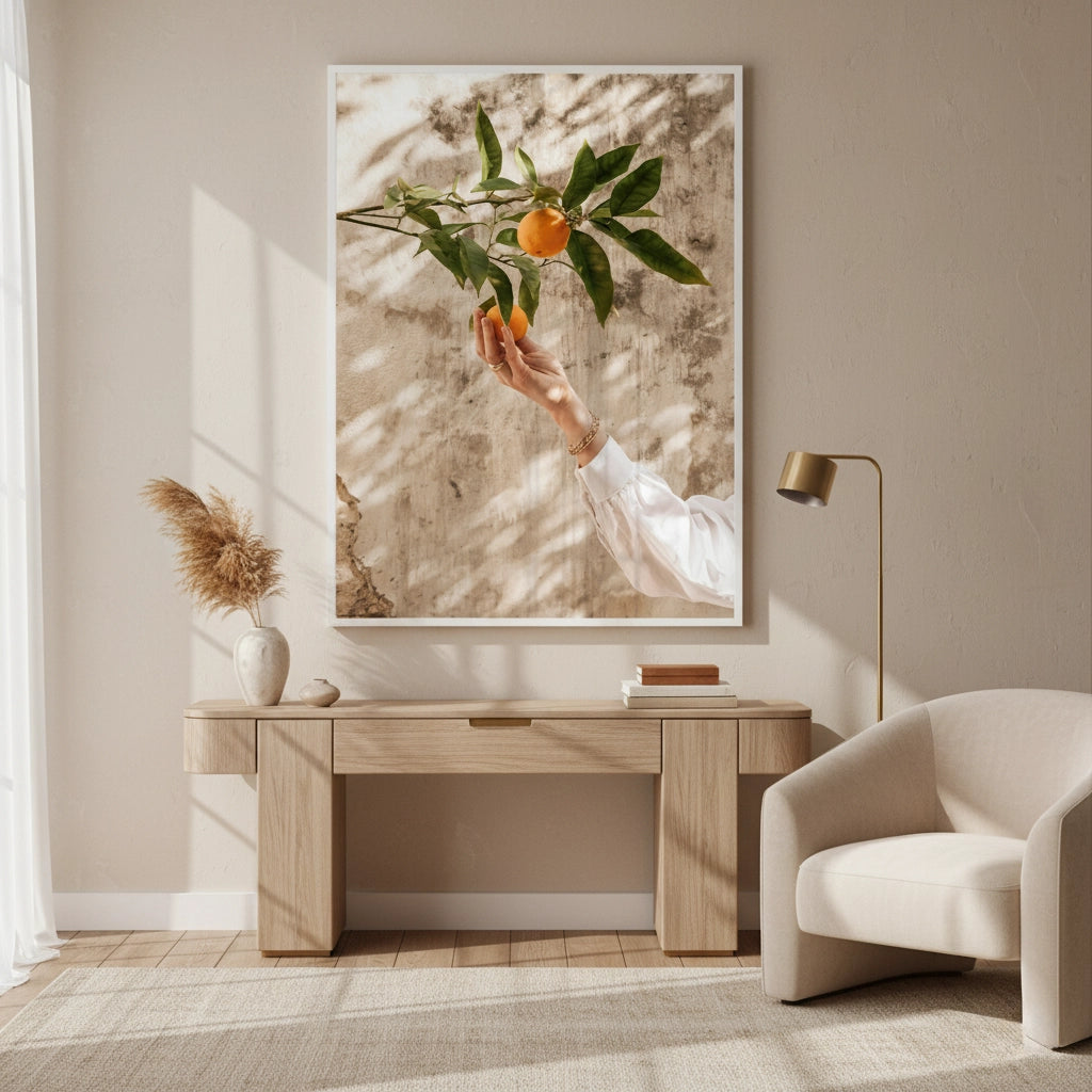 Boho Citrus Branch - Fine Art - Jasmineart.ae