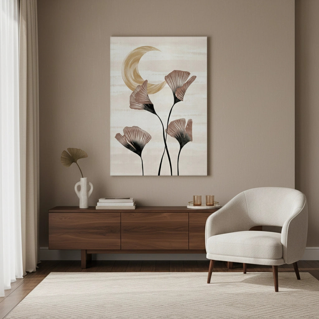Boho Ginkgo & Moon - Canvas