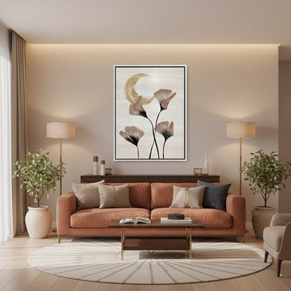 Boho Ginkgo & Moon - Canvas