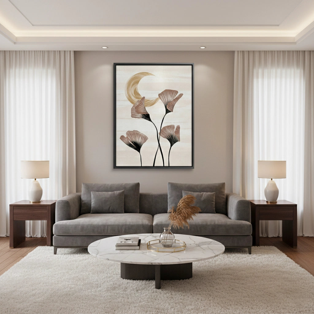 Boho Ginkgo & Moon - Canvas