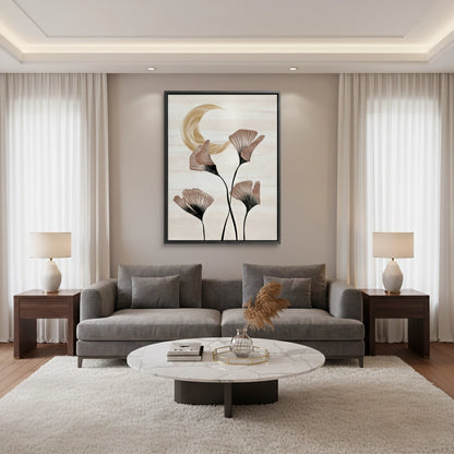 Boho Ginkgo & Moon - Canvas