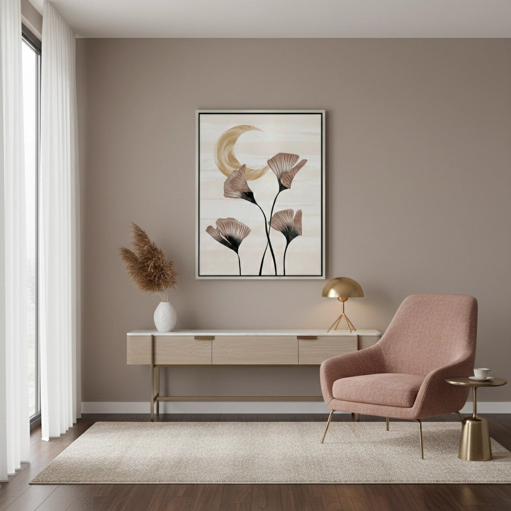 Boho Ginkgo & Moon - Canvas