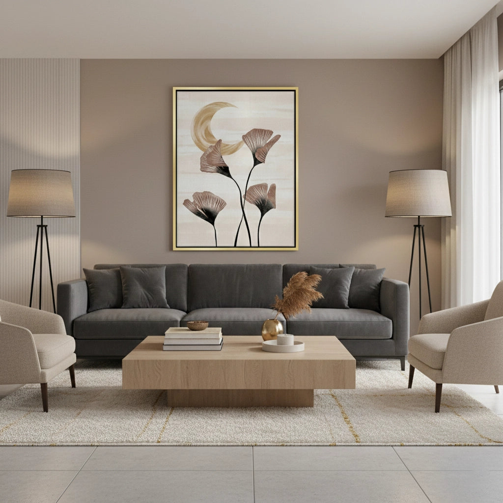 Boho Ginkgo & Moon - Canvas