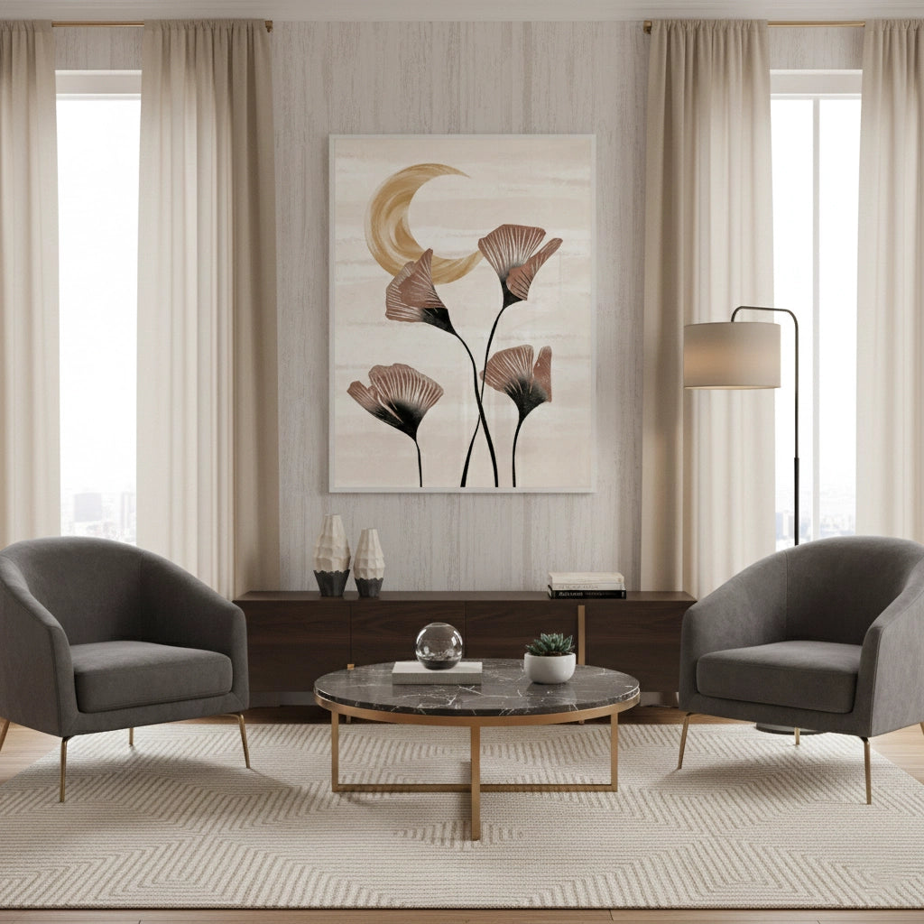 2Boho Ginkgo & Moon - Fine Art