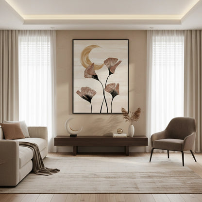Boho Ginkgo & Moon - Fine Art