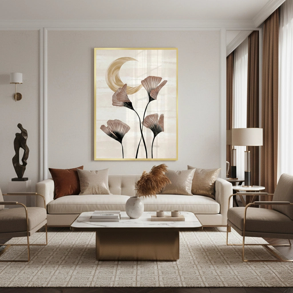 Boho Ginkgo & Moon - Fine Art