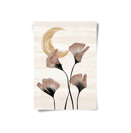 Boho Ginkgo & Moon - Poster
