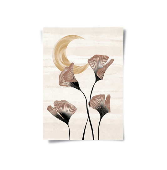 Boho Ginkgo & Moon - Poster