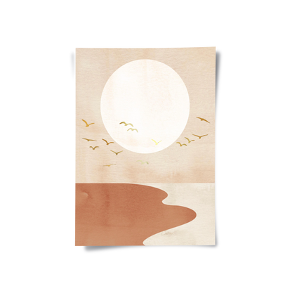 Boho Gold Birds - Poster