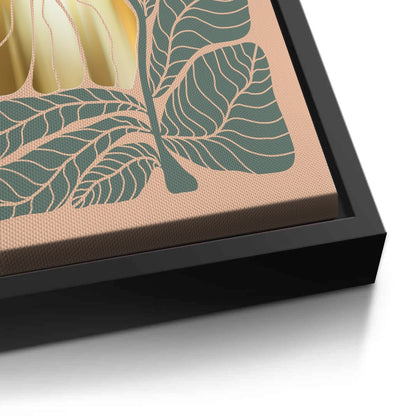 Boho Gold Bloom and Leaves - Canvas