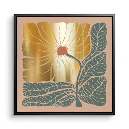 Boho Gold Bloom and Leaves - Canvas