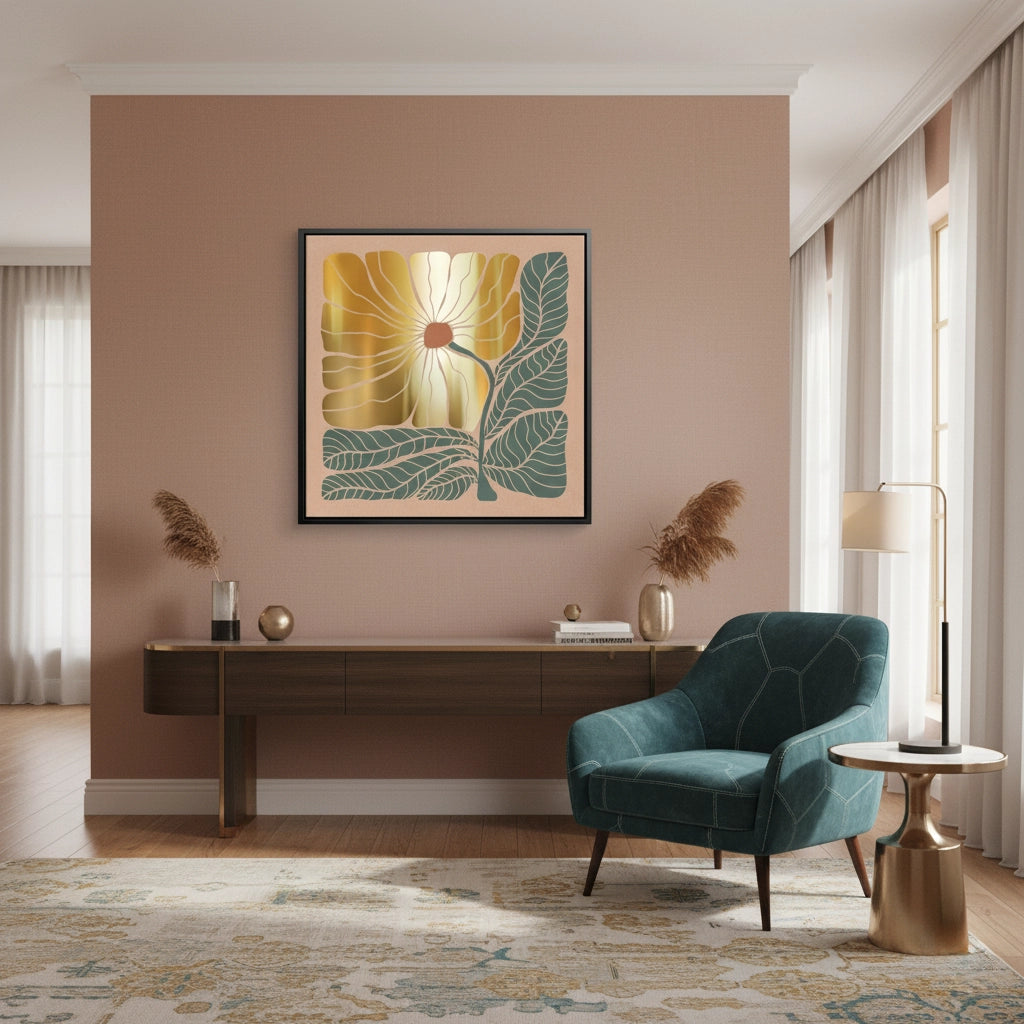 2Boho Gold Bloom and Leaves - Canvas