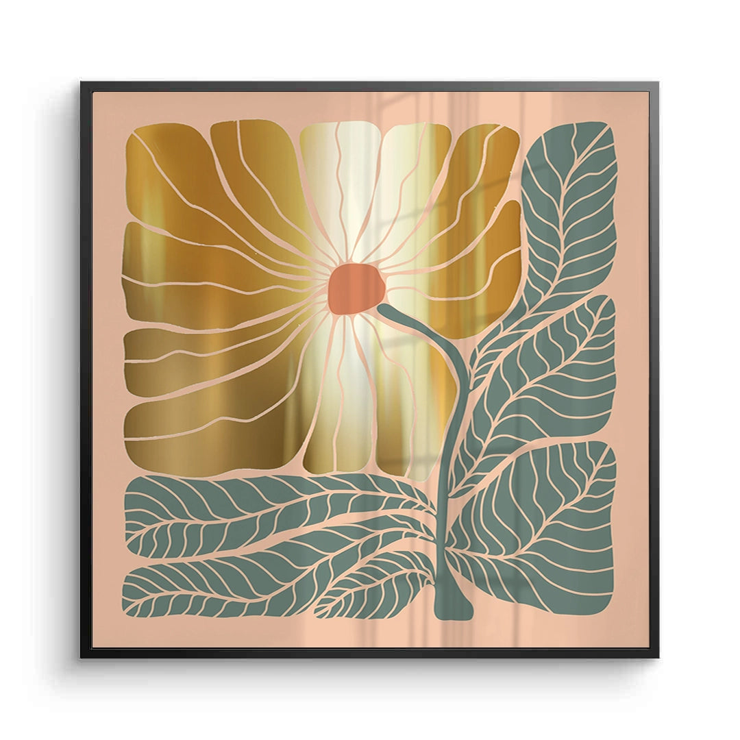 2Boho Gold Bloom and Leaves - Fine Art