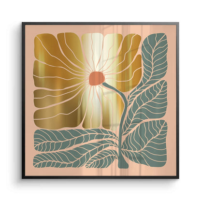 Boho Gold Bloom and Leaves - Fine Art