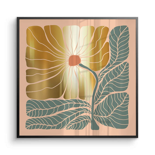 Boho Gold Bloom and Leaves - Fine Art
