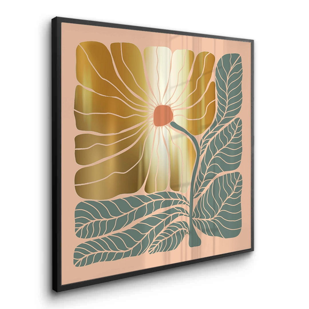 2Boho Gold Bloom and Leaves - Fine Art
