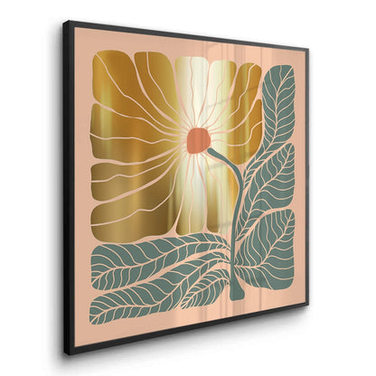 Boho Gold Bloom and Leaves - Fine Art