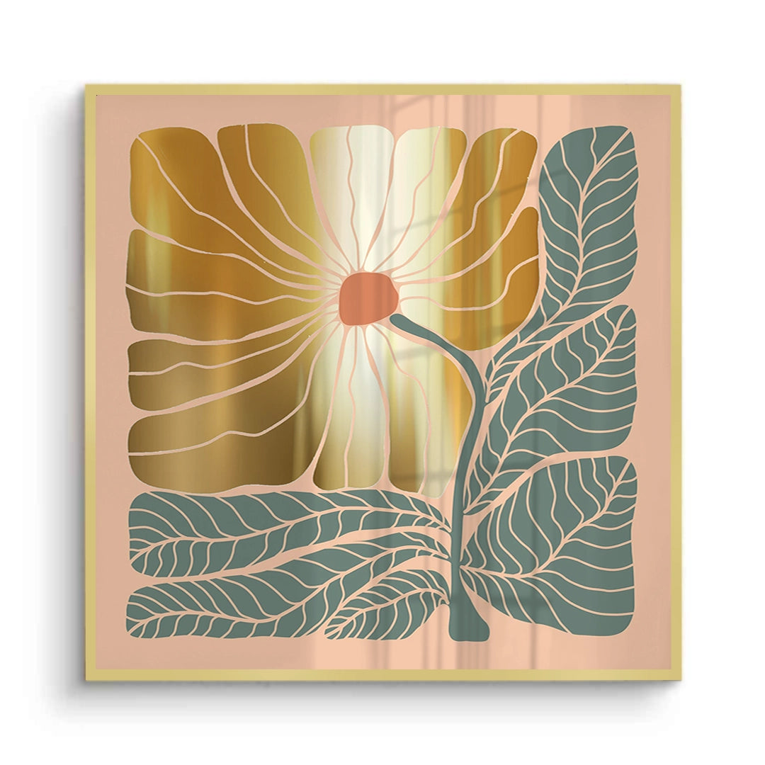 2Boho Gold Bloom and Leaves - Fine Art