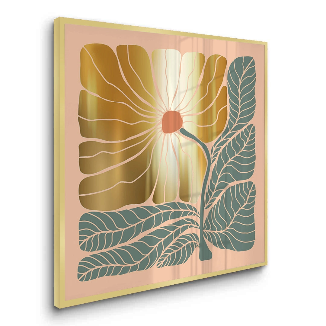 2Boho Gold Bloom and Leaves - Fine Art