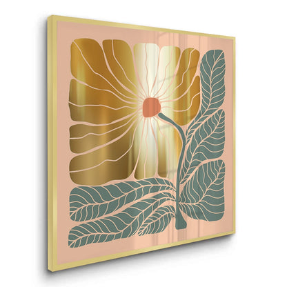 Boho Gold Bloom and Leaves - Fine Art