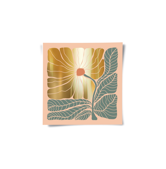 Boho Gold Bloom and Leaves - Poster