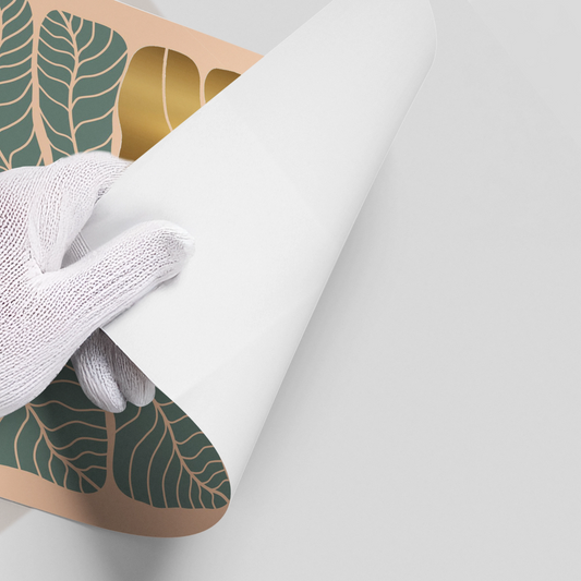 Boho Gold Bloom and Leaves - Poster