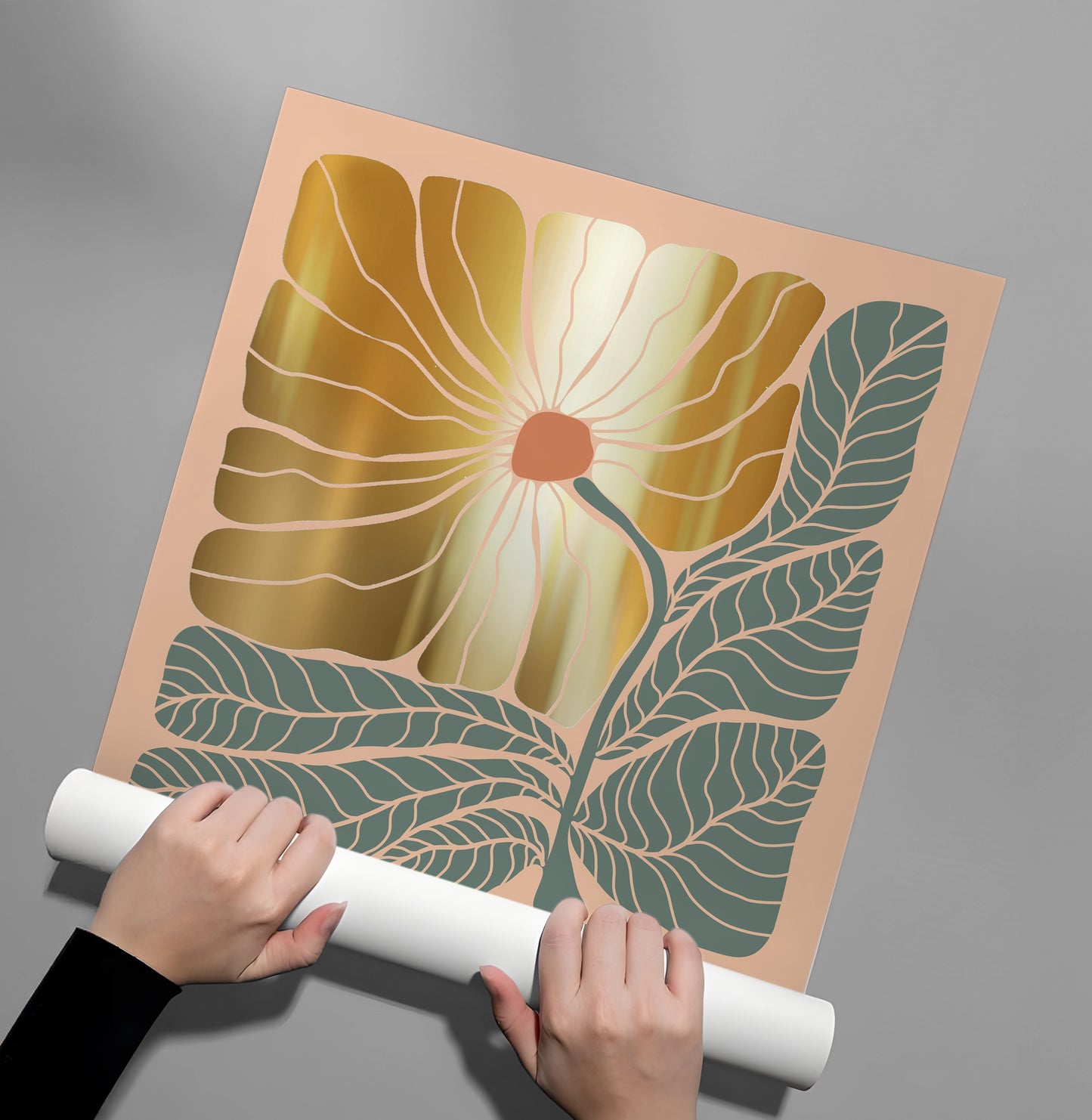 2Boho Gold Bloom and Leaves - Poster