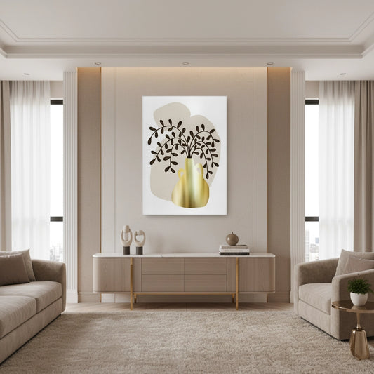 Boho Gold Pot and Vine - Canvas