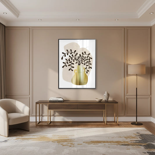 Boho Gold Pot and Vine - Fine Art